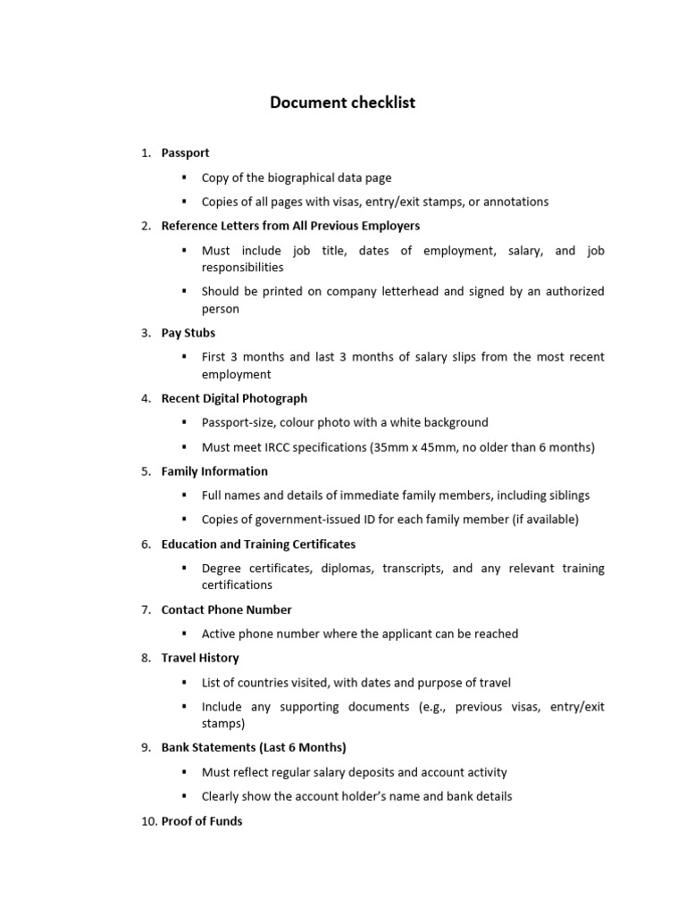 Document checklist Work permit | PDF | Travel Visa | Valuation (Finance)