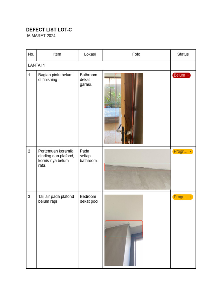 2024.03.23 Defect List Lot-C | PDF
