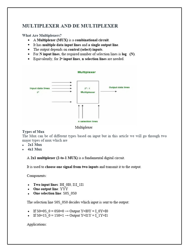 Multiplexer and de Multiplexer | PDF | Electronics | Electrical Circuits