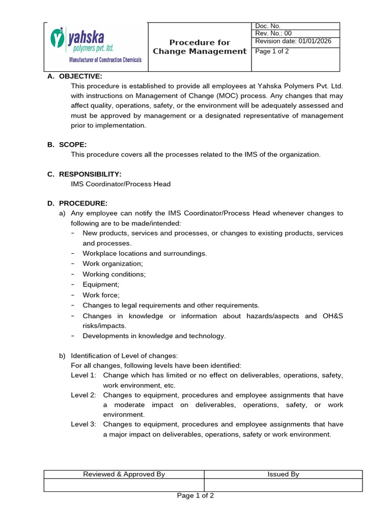 14.Procedure for Change Management | PDF