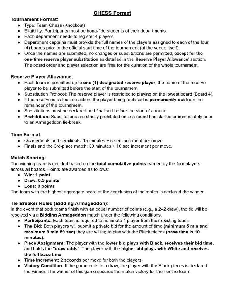 PRISM - Team Chess Format | PDF | Sports | Sports Competitions