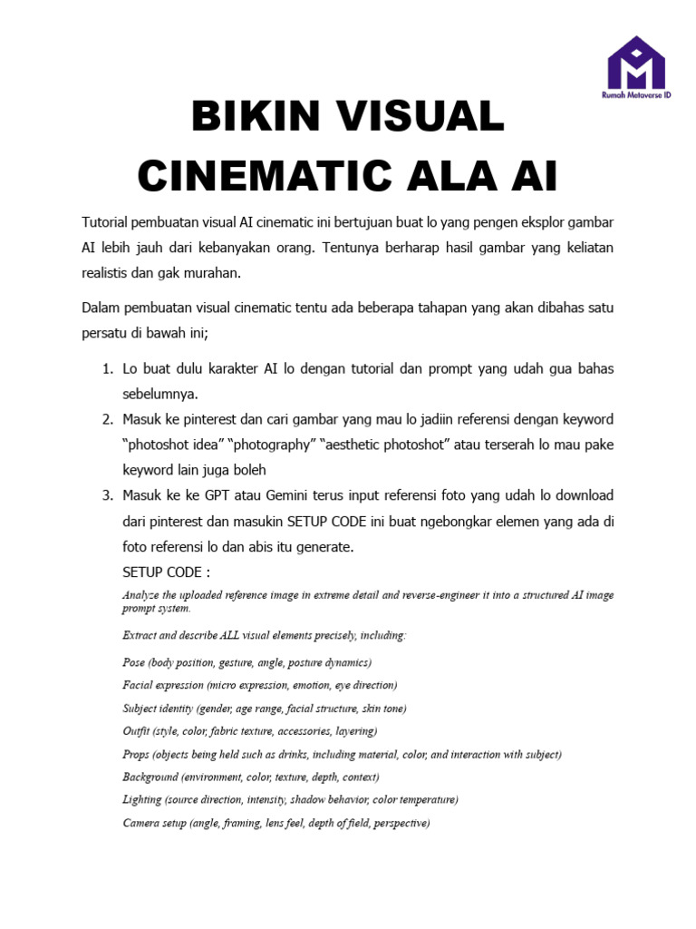 Tutorial Visual Ai Cinematic | PDF