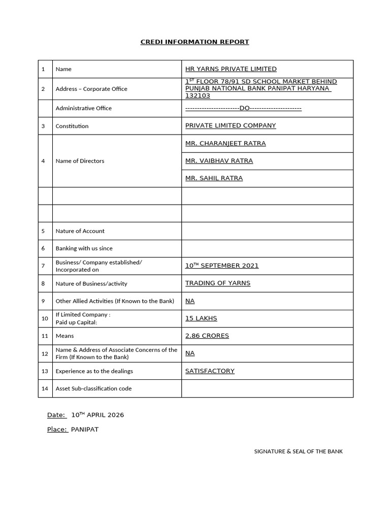 Credit Information Report_1 | PDF