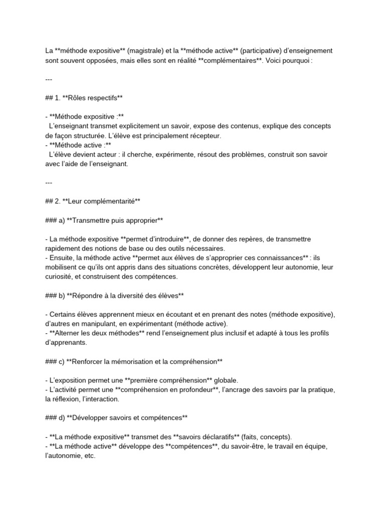 La Méthode Expositive Et La Méthode Active | PDF | Apprentissage ...