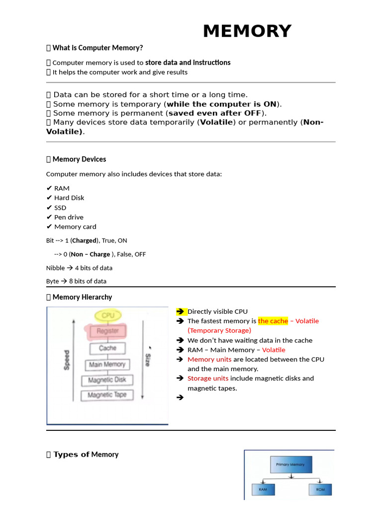 What Is Computer Memory | PDF | Computer Data Storage | Computer Memory