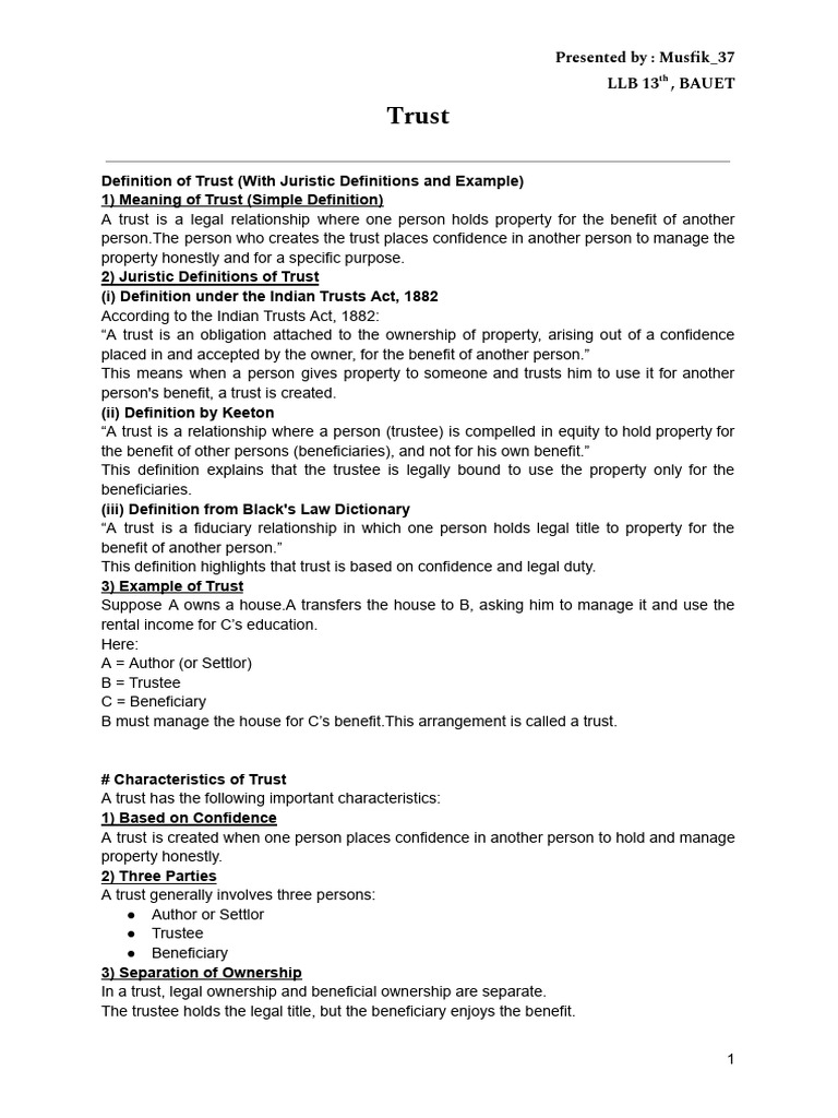 Trust | PDF | English Trust Law | Trustee