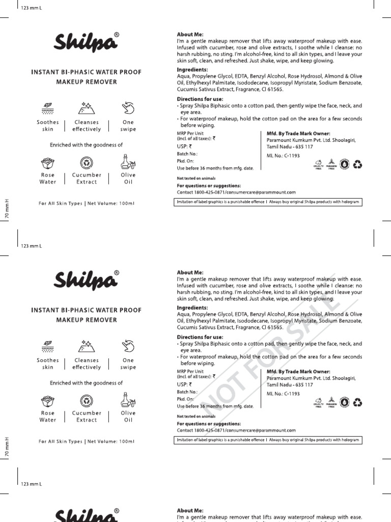 Shilpa MRB Label_ W 123 X H 70 MM_100 Ml-Final Artwork_cc | PDF