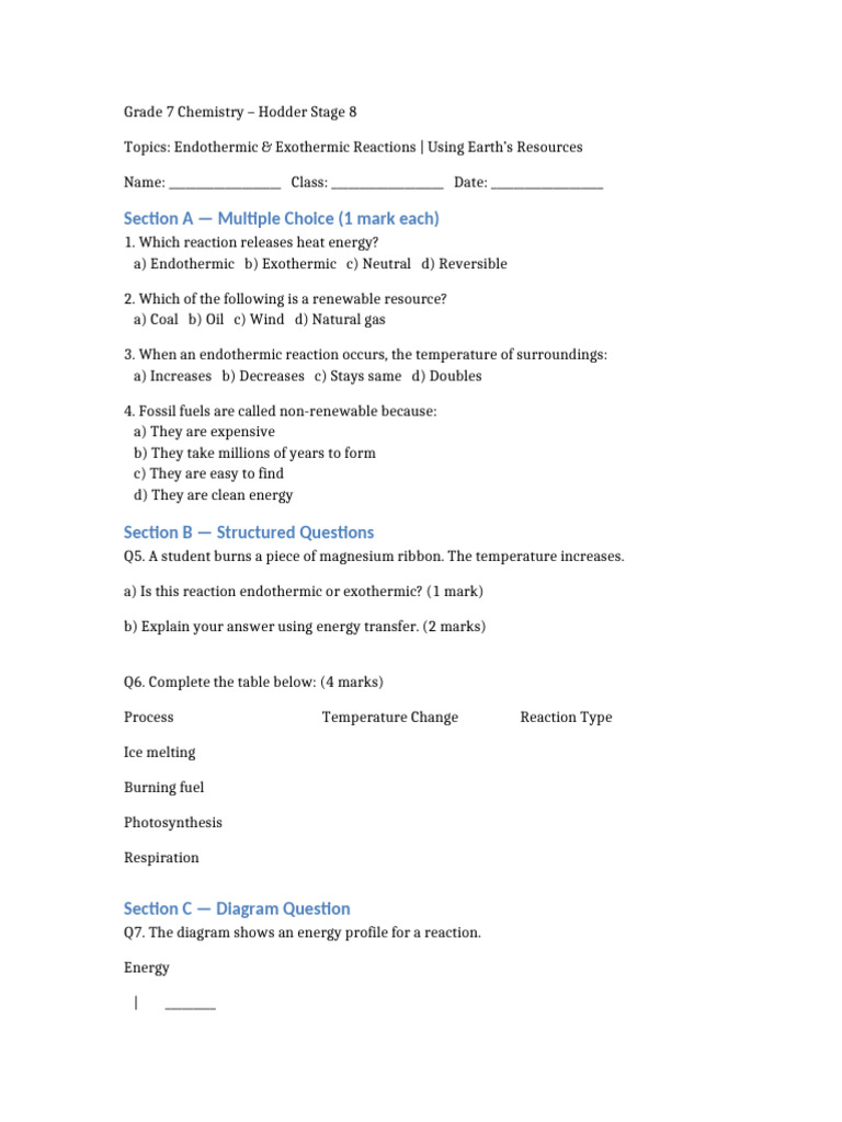 Checkpoint Progression Test Grade7 Chemistry | PDF