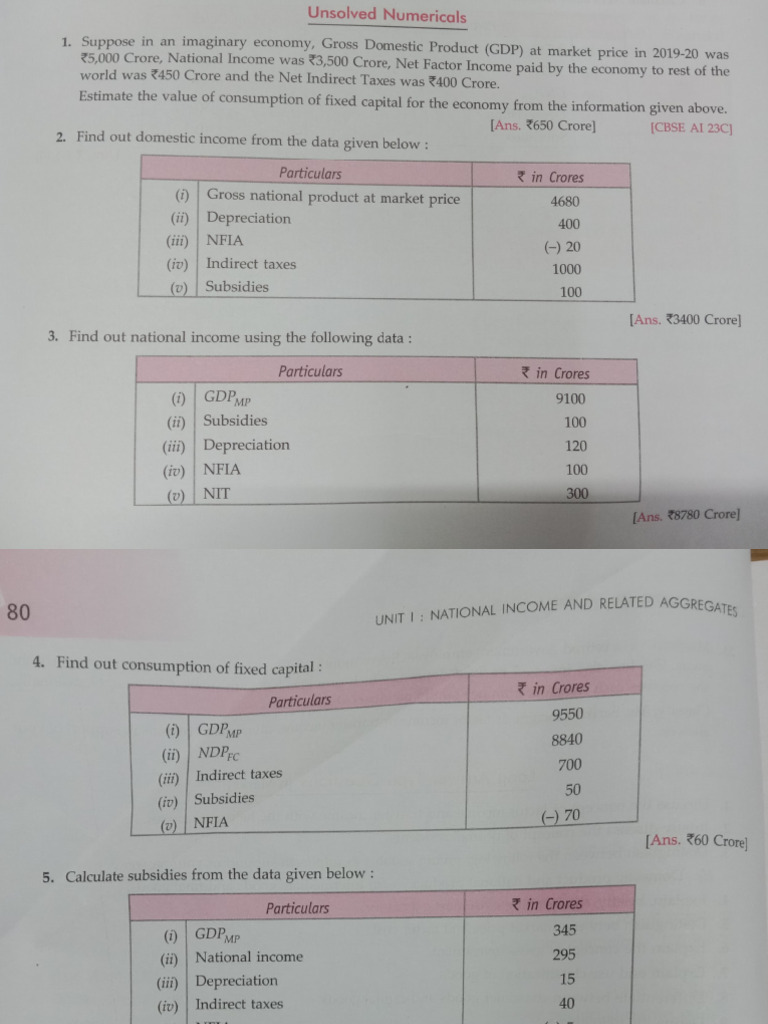 Numerical | PDF | Measures Of National Income And Output | Gross ...