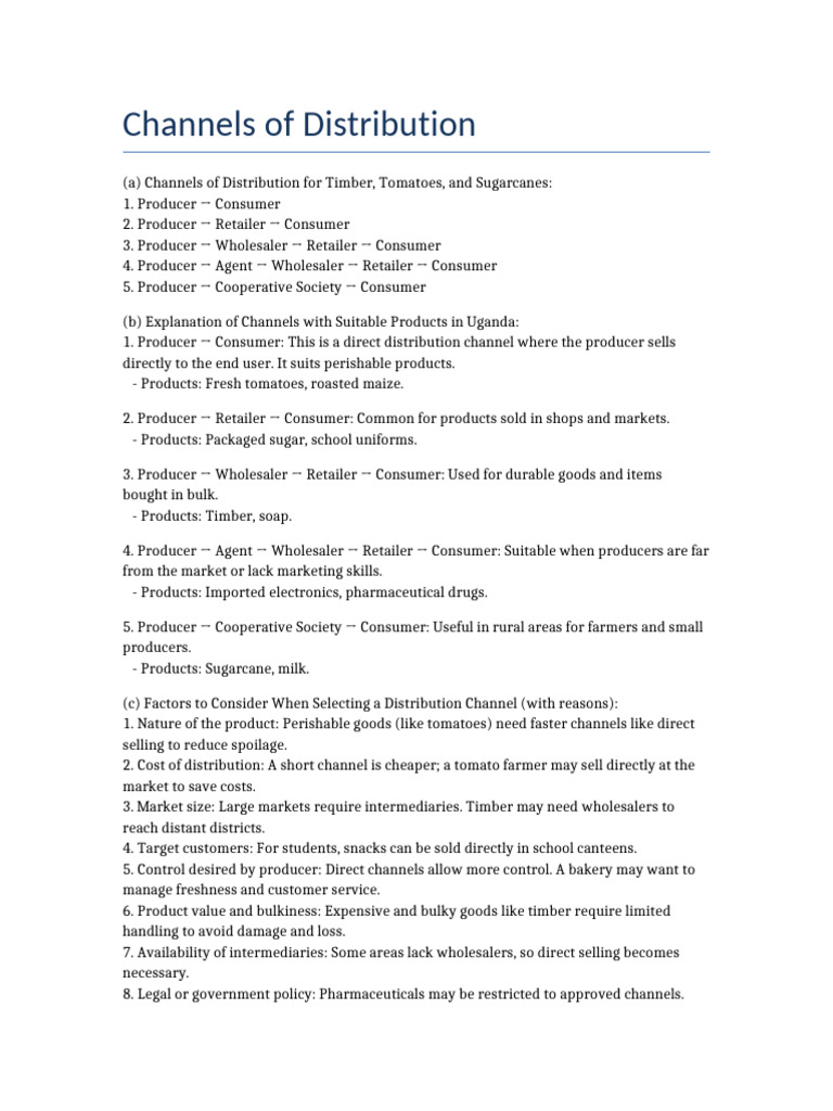 Channels of Distribution | PDF | Retail | Marketing