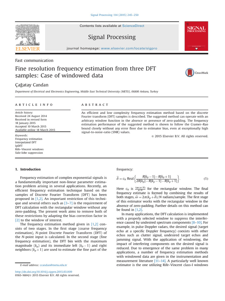 Fine resolution frequency estimation from three DFT samples Case of ...