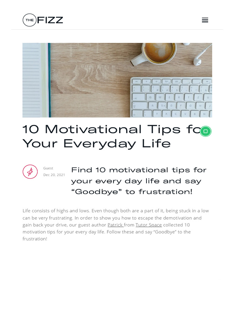 10 Motivational Tips for Your Everyday Life - The FIZZ | PDF ...