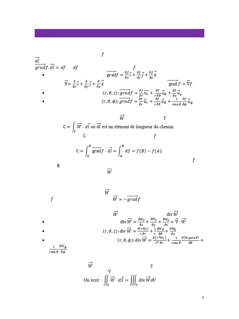 Lecon Notions mathématique E4 | PDF | Pente | Divergence (analyse ...