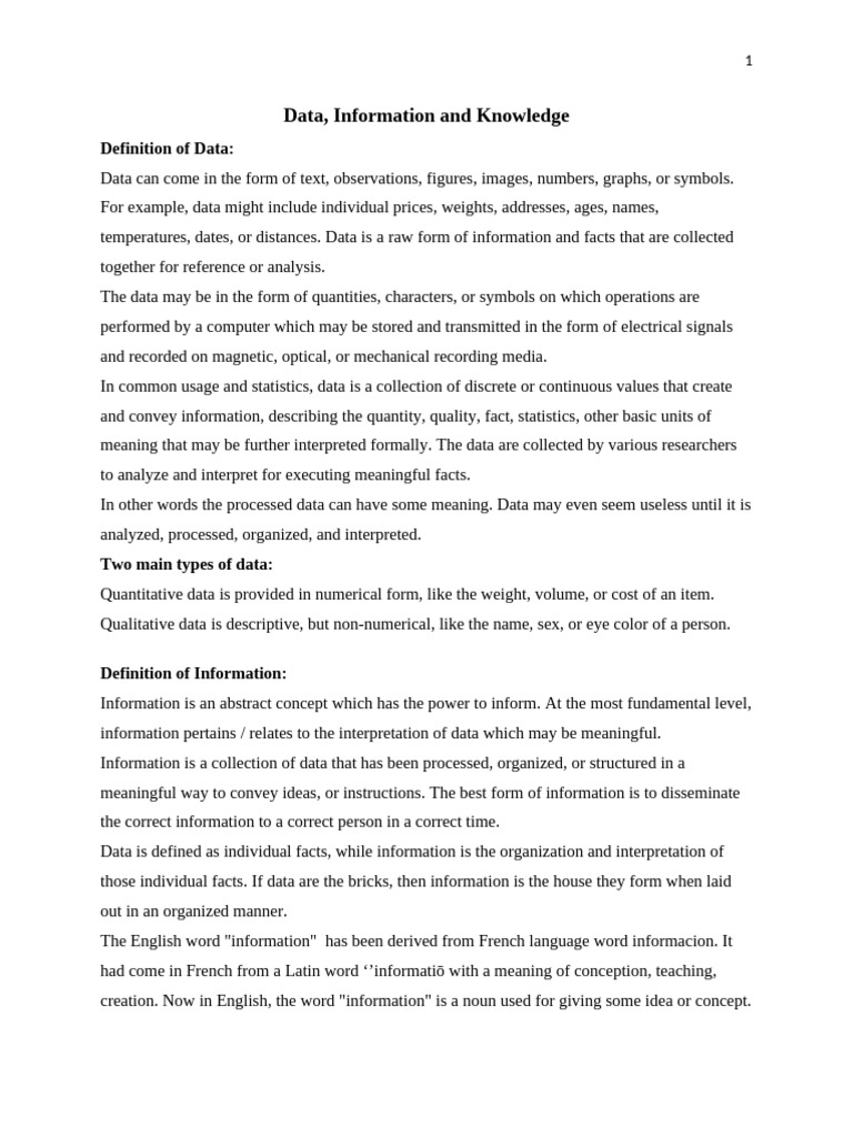 Management Data Information, Knowledge | PDF | Data | Information