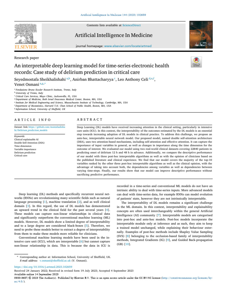An Interpretable Deep Learning Model for Time-series Electronic Health ...