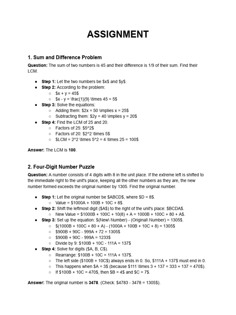 Assignment (1) Copy | PDF | Mathematics | Algebra