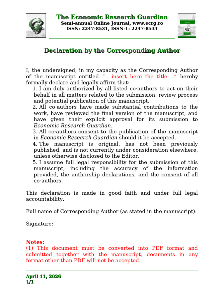 Declaration by The Corresponding Author | PDF