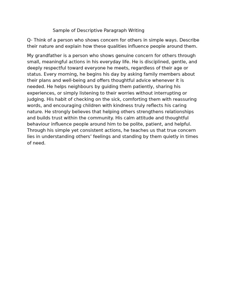 Descriptive Paragraph Writing | PDF