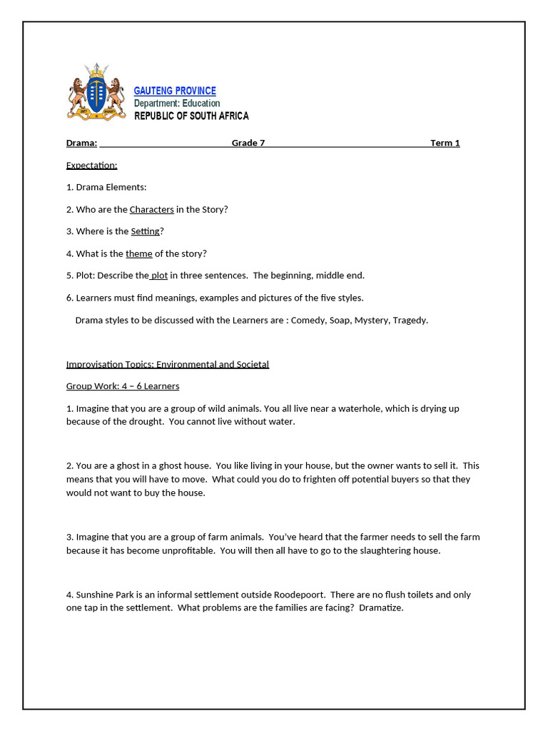 DRAMA GRADE 7 (1) | PDF
