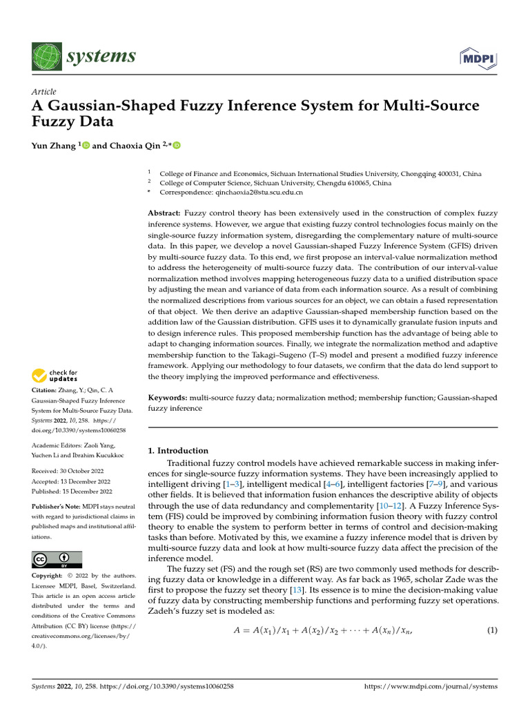 A Gaussian-Shaped Fuzzy Inference System For Multi-Source Fuzzy Data ...