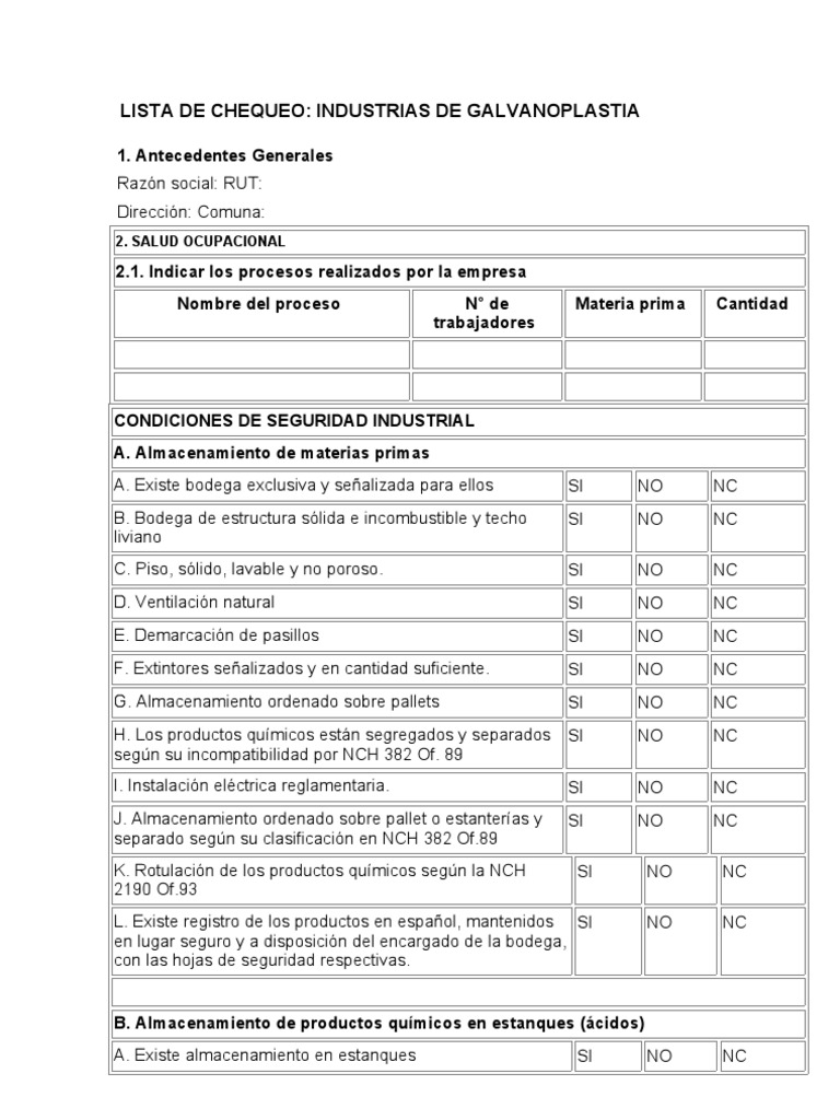 Ejemplo 2 Lista de Chequeo