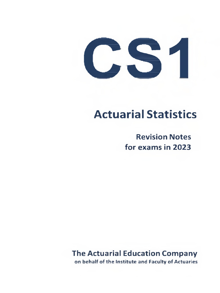 CS1 Revision Notes 2023 | PDF