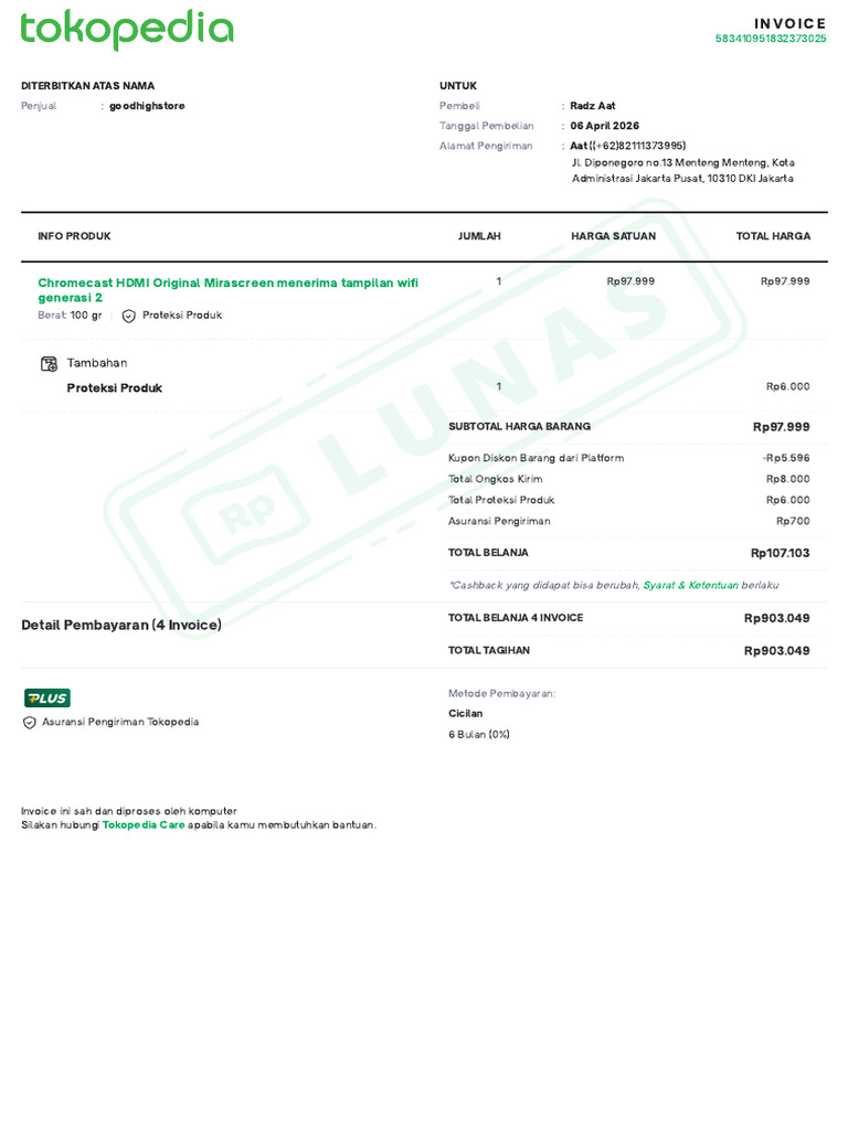 Invoice Miracast | PDF