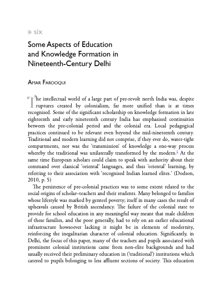 Some Aspects of Education and Knowledge Formation in Nineteenth-Century ...