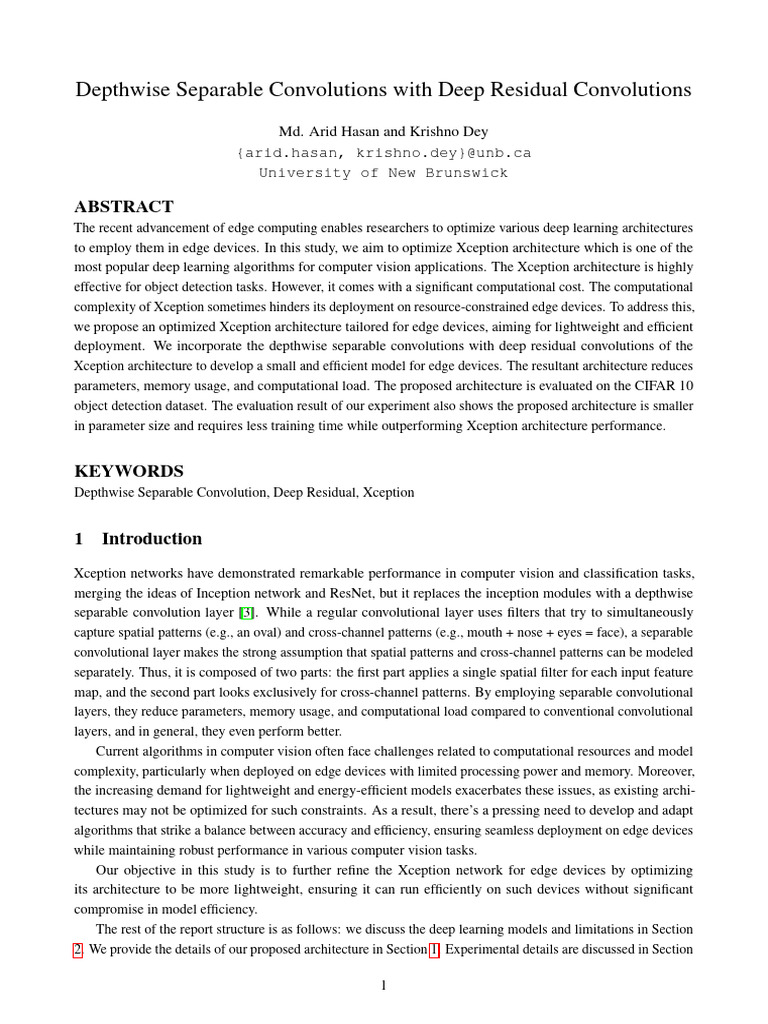 Depthwise Separable Convolutions With Deep Residua | PDF | Machine ...