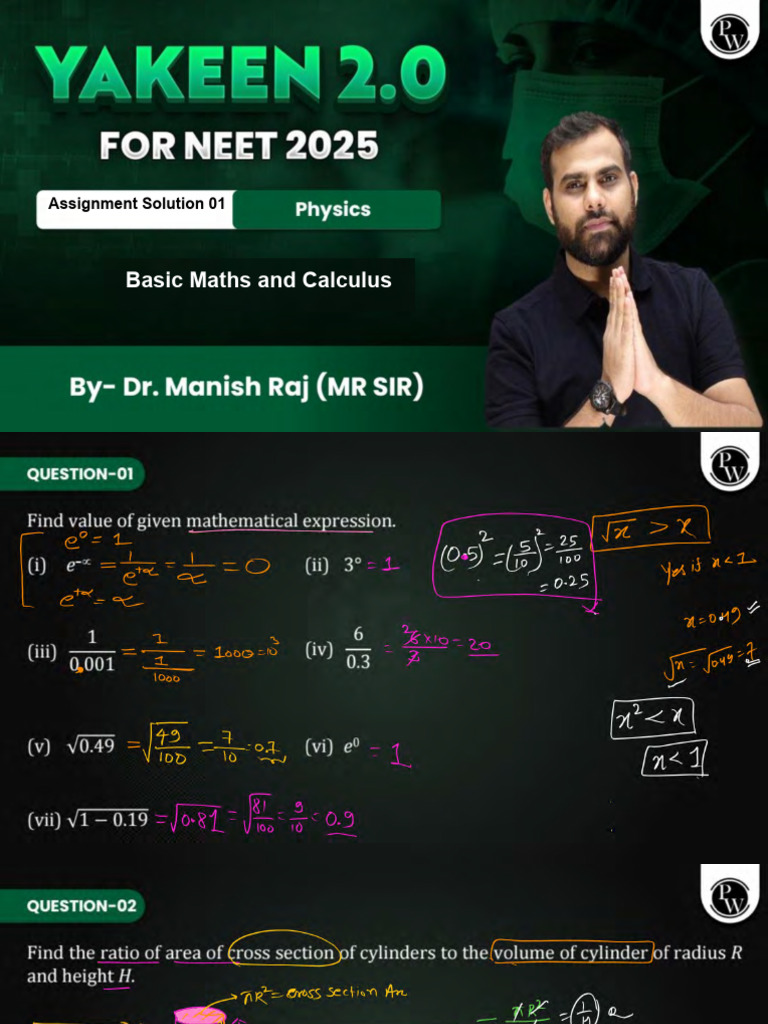 Basic Maths and Calculus _ Assignment 01 Solution Notes _ Ya | PDF