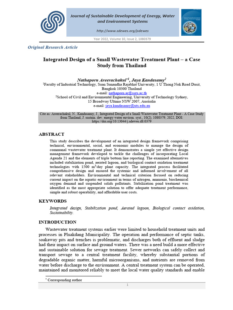 Integrated Design of A Small Wastewater Treatment | PDF | Sewage ...