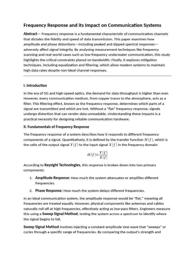 Frequency Response and Its Impact on Communication Systems | PDF ...