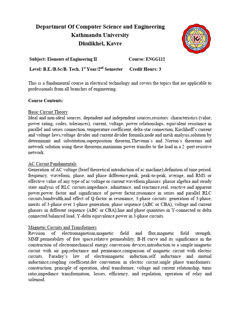 ENGG112 Elements of Engineering II (I-II) 1581325937 | PDF | Inductance ...
