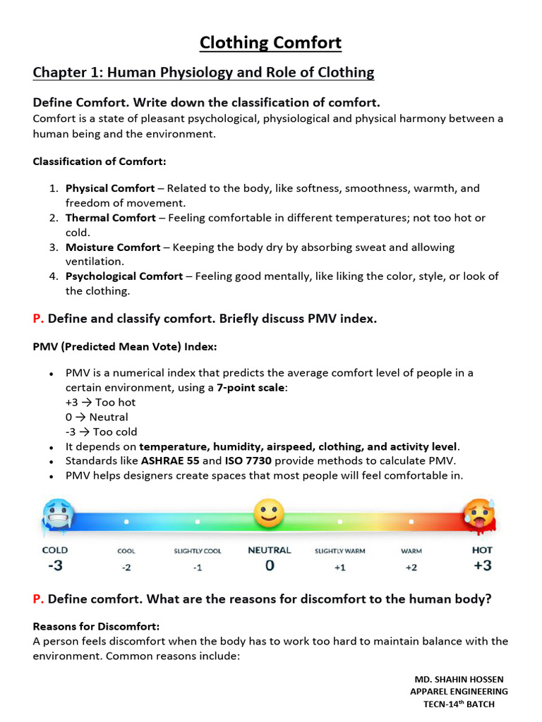 Clothing Comfort CC | PDF