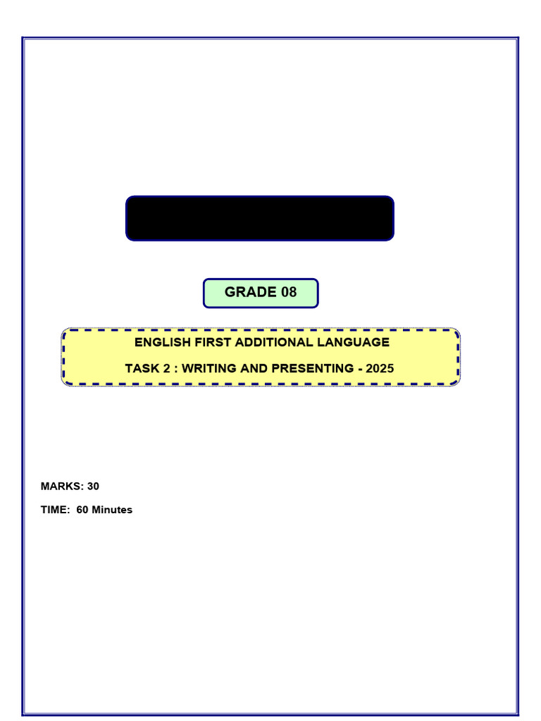 Grade 08 English Task 2 2023 Formal | PDF