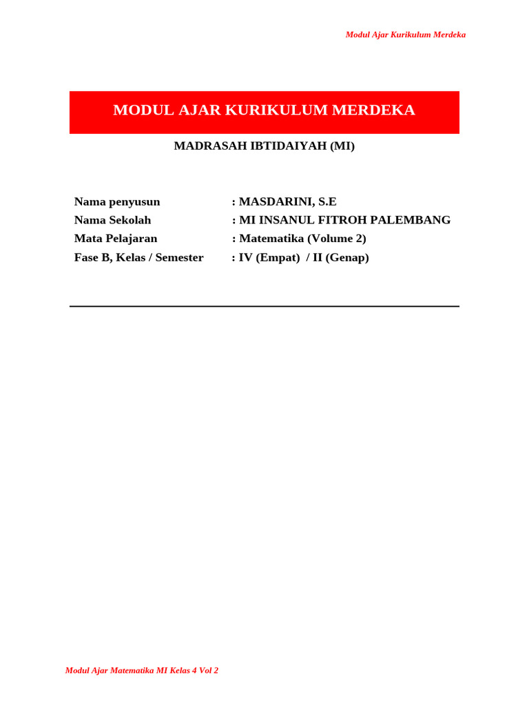 1. Modul Ajar MTK Unit 11 | PDF