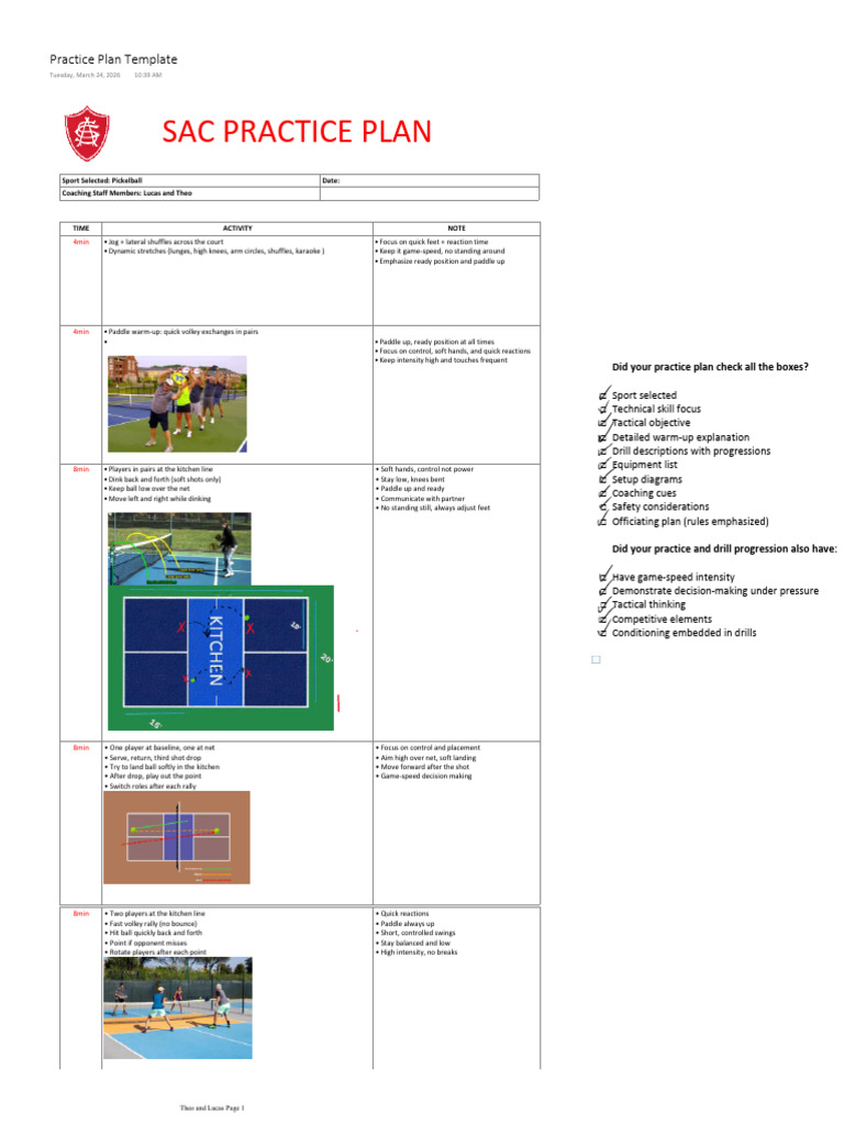 Practice Plan Template | PDF