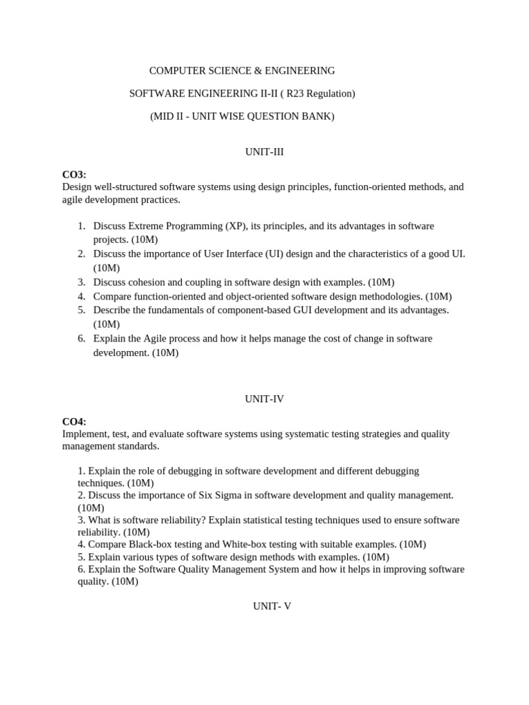 Se Qb for Mid 2 Cse II-II r23 (1) | PDF | Software | Software Development