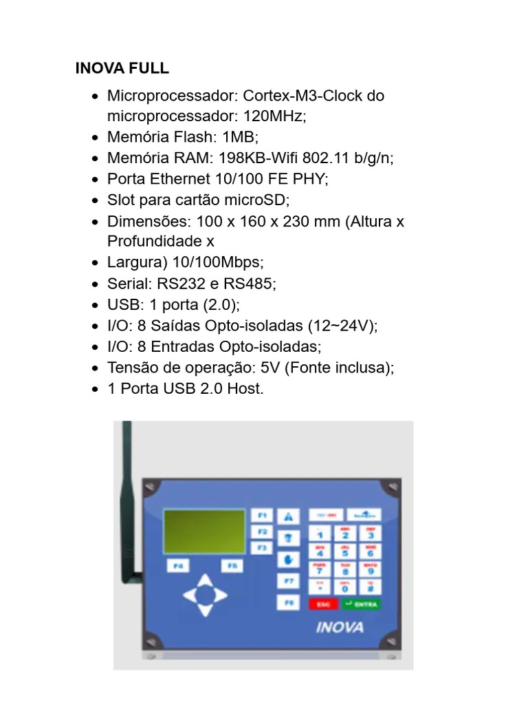 Inova Full - Especificações | PDF