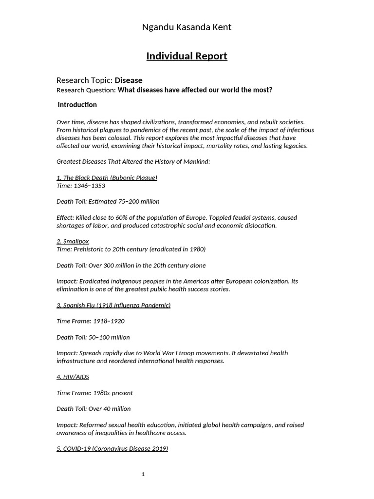 Individual Report | PDF | Pandemic | Tuberculosis