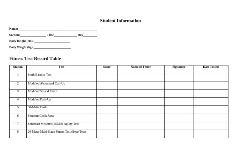 Student Information and Score Sheet | PDF