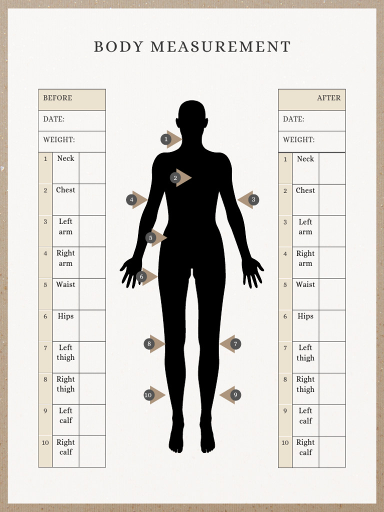 Beige and Brown Body Form Measurement Tracker US Letter Document | PDF