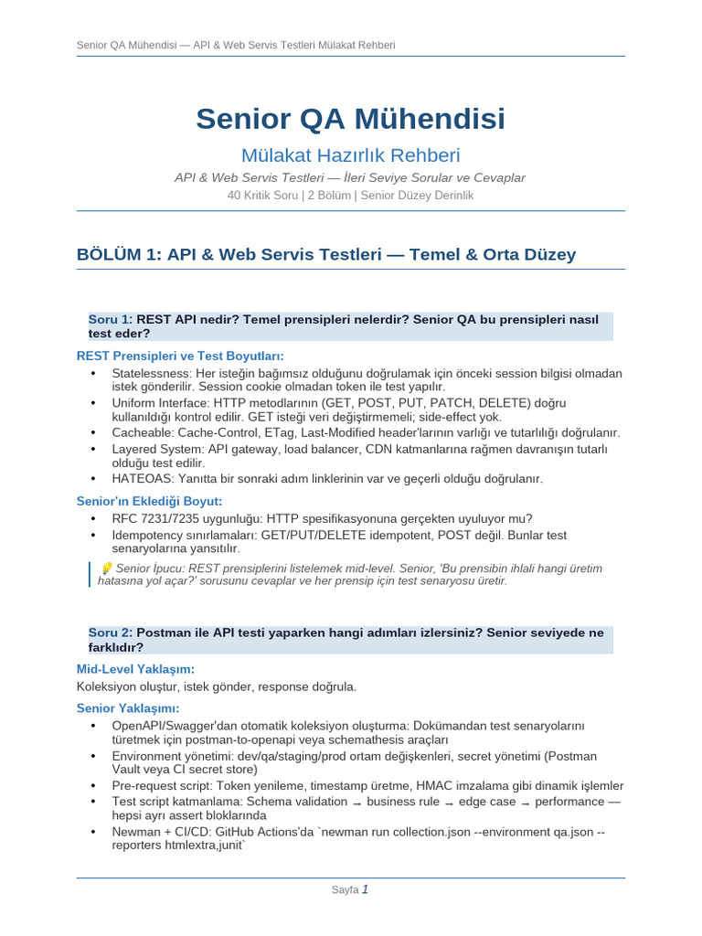Senior Qa API Mulakat-2 | PDF