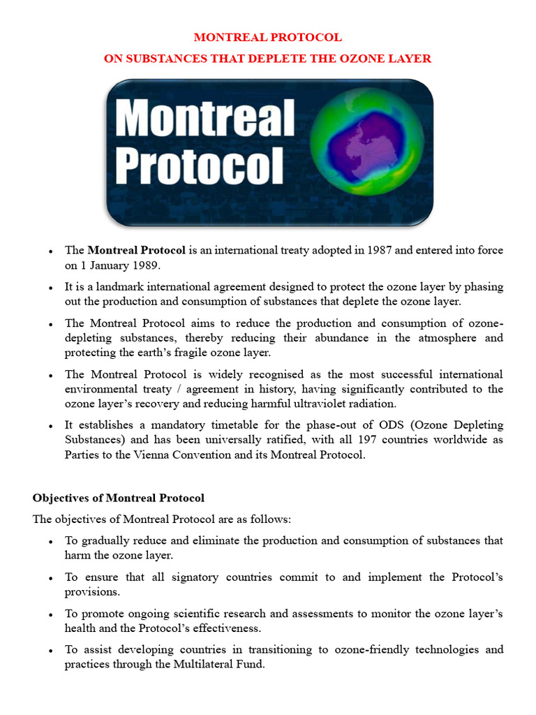 Montreal Protocol | PDF | Chlorofluorocarbon | Ozone Depletion