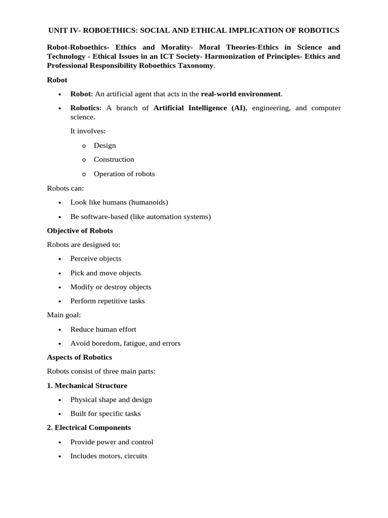 UNIT IV | PDF | Robotics | Robot