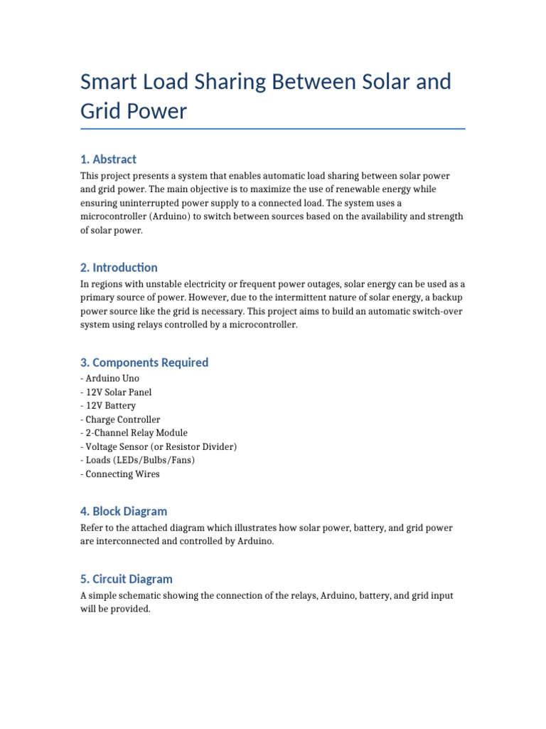 Smart Load Sharing Project Report | PDF