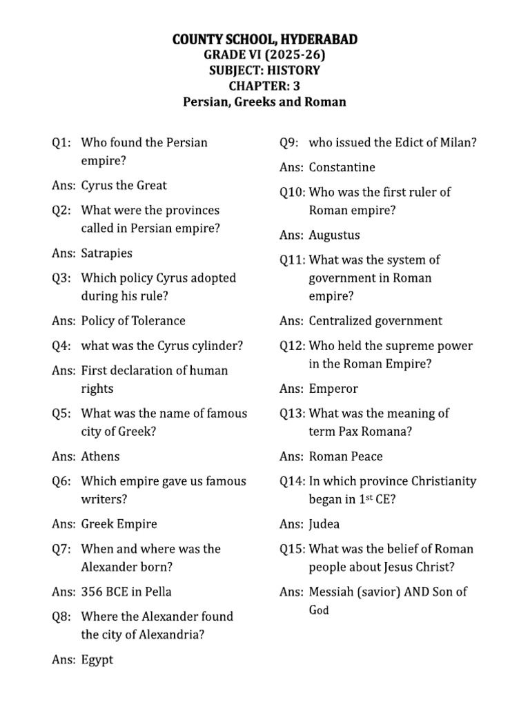 History VI Short Answers Ch3 | PDF