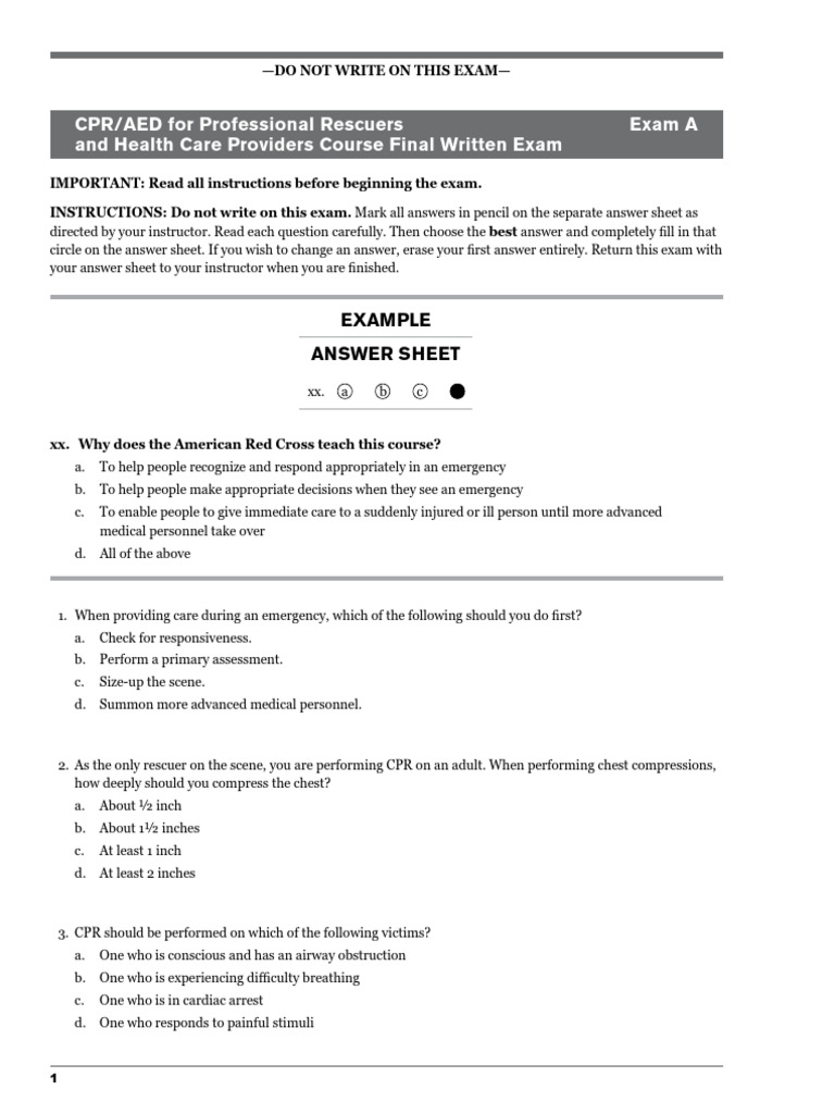 Written-Test-CPR-Pro | PDF | Cardiopulmonary Resuscitation | Medicine