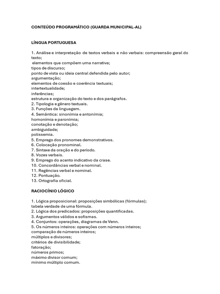 CONTEÚDO PROGRAMÁTICO | PDF | Microsoft | Lógica