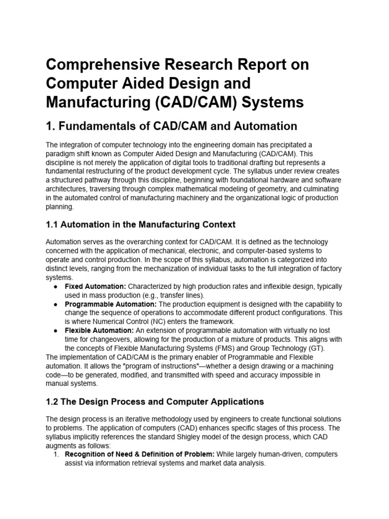 CAD-CAM Syllabus Explanation | PDF | Computer Aided Design